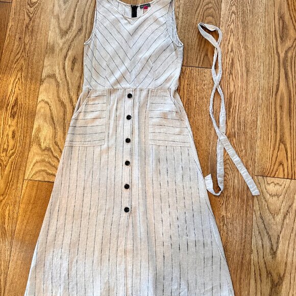 Vince Camuto Linen Midi Dress Size Small - Picture 2 of 6